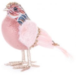 Ptáček MagicHome Vánoce, růžový, 20x8x14 cm, péřový