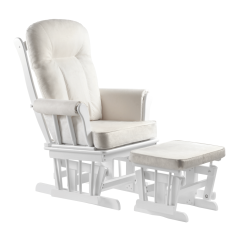 Fotel bujany z podstawą, biały/kremowy, SAFORD