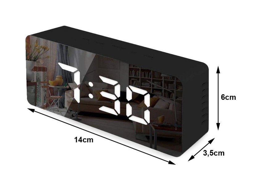 Led budík led časovač led zrkadlo budík dátum 4v1