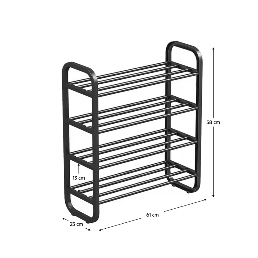 Schuhschrank, 4-fach, schwarz, FERRUM (akce)