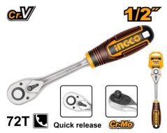 Ratchet 1/2" Cr-Vm 255mm, 72 fog INGCO INDUSTRIAL
