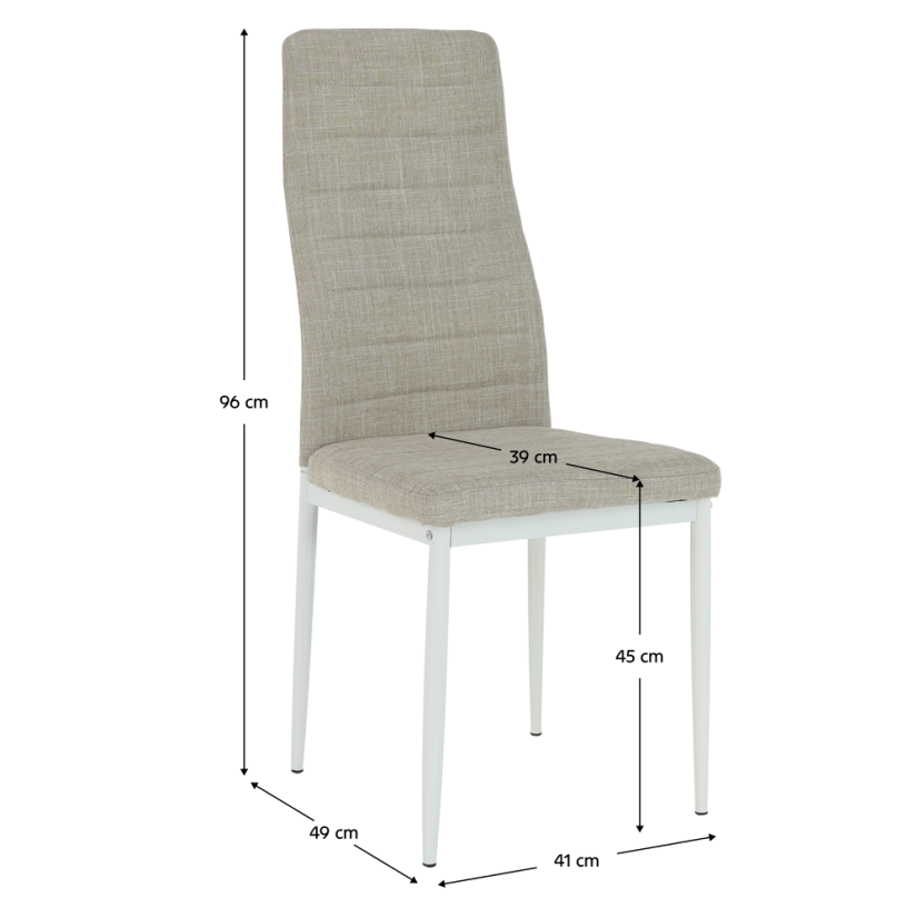 Stuhl, beige Stoff/weißes Metall, COLETA NOVA