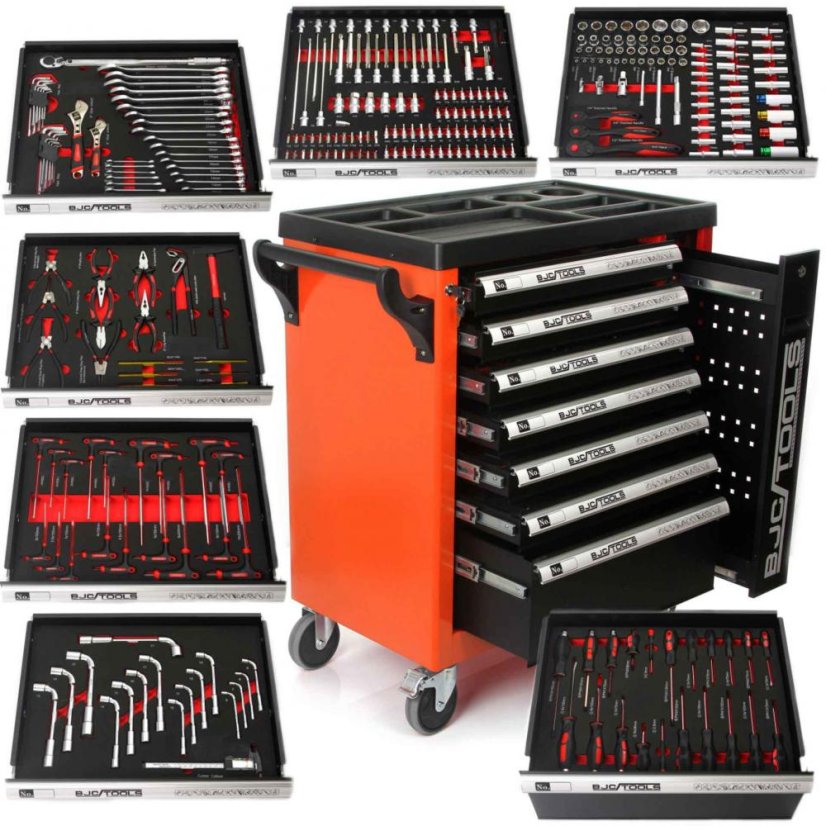 Werkzeugschrank mit 7 Schubladen, bestückt mit Werkzeug, 298-teilig, BJC
