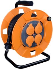 Kabel Strend Pro CR038, 4 Steckdosen, L-50 m, IP44, Gummi, Verlängerung, auf Trommel