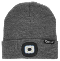 Zimná čiapka s LED svetidlom, sivá, GEKO