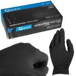 Rukavice nitrilové čierne, sada 50ks, veľkosť M, SOLID GRIP, GEKO