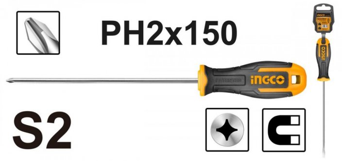 Phillips csavarhúzó 6x150mm PH2 S2 INGCO Industrial