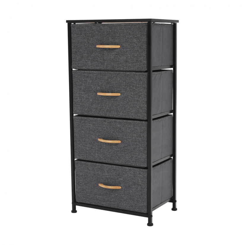 Komoda z szufladami materiałowymi, czarny/ciemnoszary, PALMERA TYP 2 (akce)