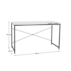 Schreibtisch, weiß/schwarz, 120x60 cm, MELLORA