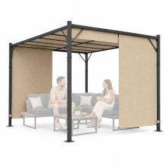 3x4 m-es kerti teraszos pergola, acél pavilon, bézs színű tető, MultiGarden (akce)