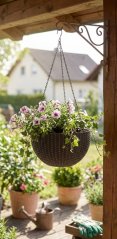 Blumentopf Strend Pro Modern, hängend, hängend, braun, 26x16cm, mit Kette und Aufhänger (akce)