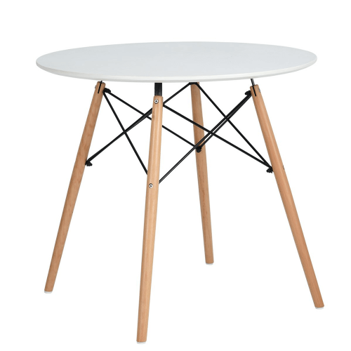 Jedilna miza, bela mat/bukev, premer 120 cm, DEMIN