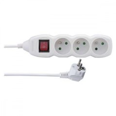 Kabelverlängerung 250V 3m / 3 Z / Schalter / Weiß KLC