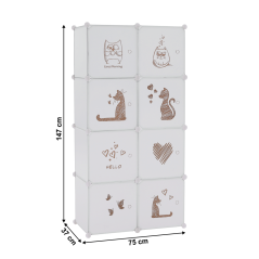 Dulap modular pentru copii, model alb / maro, KIRBY