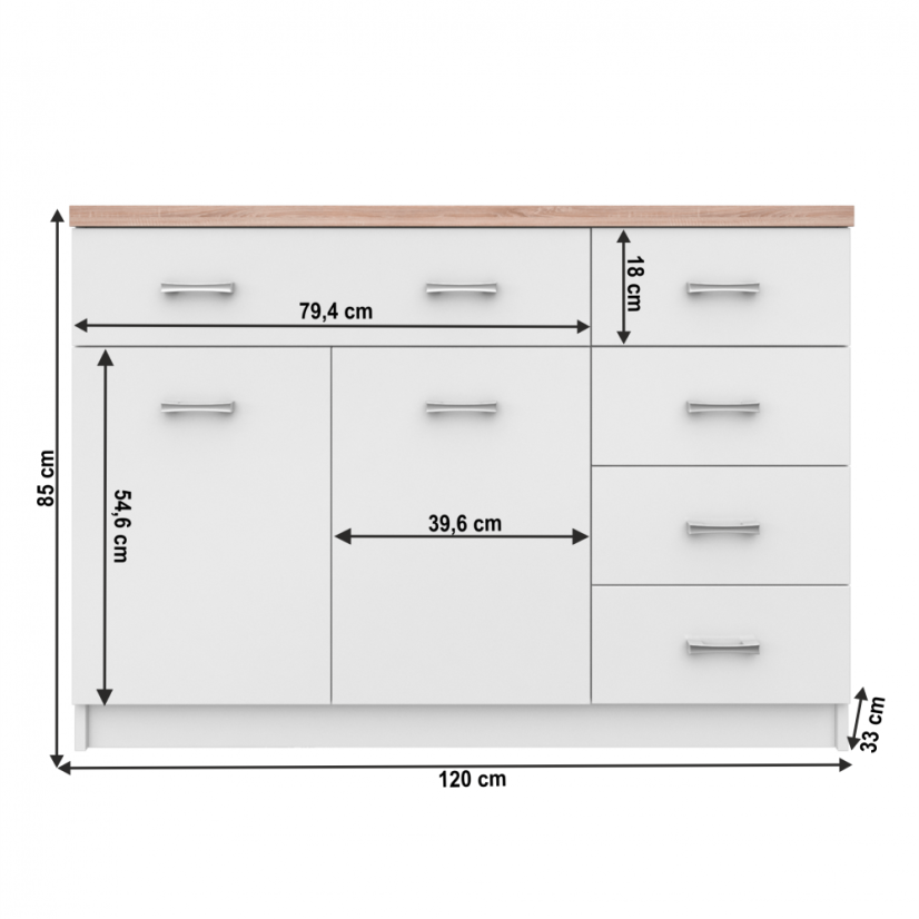 Komoda 2d5s bijela/sonoma hrast TOPTY TIP 08