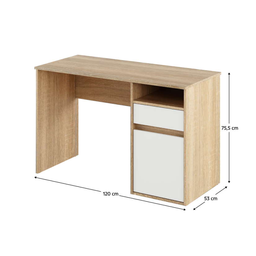 PC-Tisch, Sonoma-Eiche/Weiß, BILI NEU
