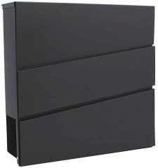 Briefkasten 37x10x37cm, schwarz mit 3 schrägen Bändern, XL-TOOLS