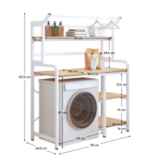 Polcállvány mosógép fölé, tölgy natural/fehér, DARBY