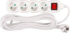 Kábel DG-F804BK L-5 m, hosszabbító, fehér, 4x aljzat + kapcsoló