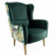 Dizajnerska fotelja, smaragdna tkanina/Jungle uzorak, BELEK