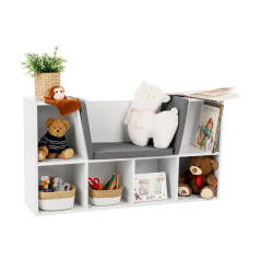 Regał dziecięcy z siedziskiem, biało/brązowy, FERIA