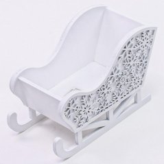 Dekorácia sánky 15x7x10 cm drevo biele (akce)