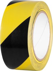 Bandă Strend Pro, 50 mm, L-33 m, PVC, adeziv, avertizare, galben/negru