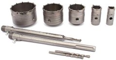 Zestaw bitów do betonu 30,40,65,80,100 mm, przedłużka 300 mm SDS+, SDS-max, 2 wiertła (akce)