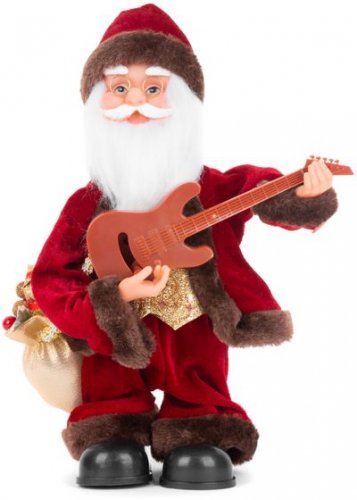 Božićni ukras MagicHome, Djed Božićnjak s gitarom, 3xAAA, 35 cm, svira