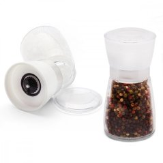 Manuelle Pfeffer- und Salzmühle, 170 ml, Glas/UH weiß