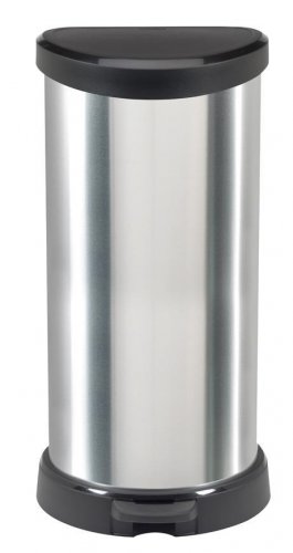 Koš Curver® DECO BIN 40 lit., stříbrný/černý, na odpad