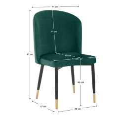 Étkezőszék, zöld Velvet szövet/fekete, UDAJA