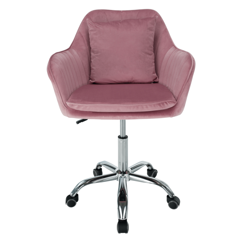 Bürostuhl, rosa Samtstoff/Chrom, KLIAN