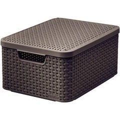 Košara s pokrovom Curver® STYLE2 LID M, temno rjava, s pokrovom, 38x29x17 cm