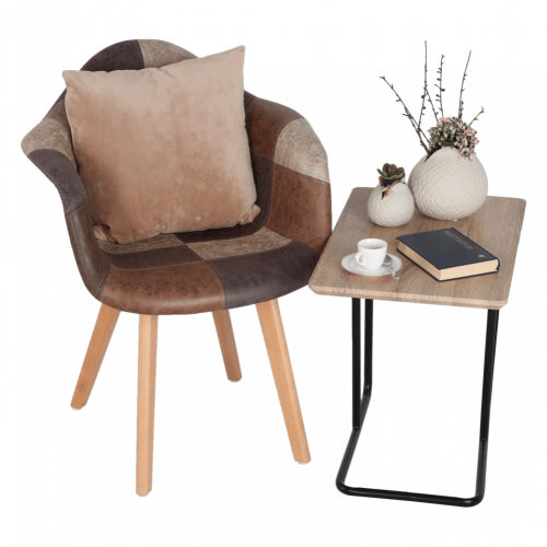 Dizajnerski fotelj, patchwork/bukev, TRYST