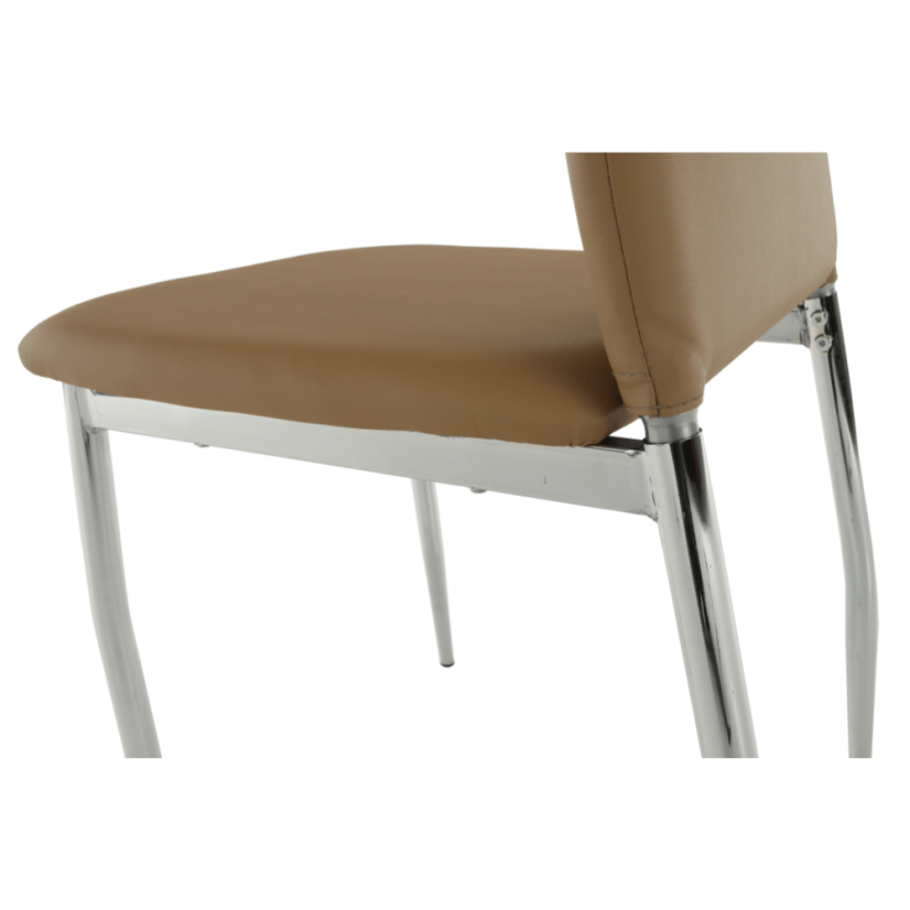 Esszimmerstuhl, Kunstleder beige/chrom, ERVINA