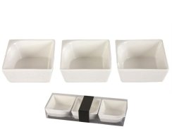 Zdjela za posluživanje porculanska kvadratna 8x8xcm bijela set od 3 SALSA