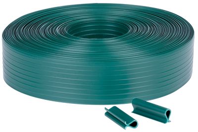Tape Strend Pro EUROSTANDARD, 47,5 mm, L-35 m, tieniaca, verde, acoperire, pentru panouri de gard, cu 20 cleme, 1000g/m2, PVC, RAL6005