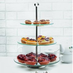 Kuchenblech aus Glas, 3 Etagen, 20/25/29 cm, rund, Ablage