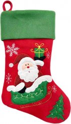 Božićni ukras MagicHome, Čarapa s Djedom Mrazom, 41 cm