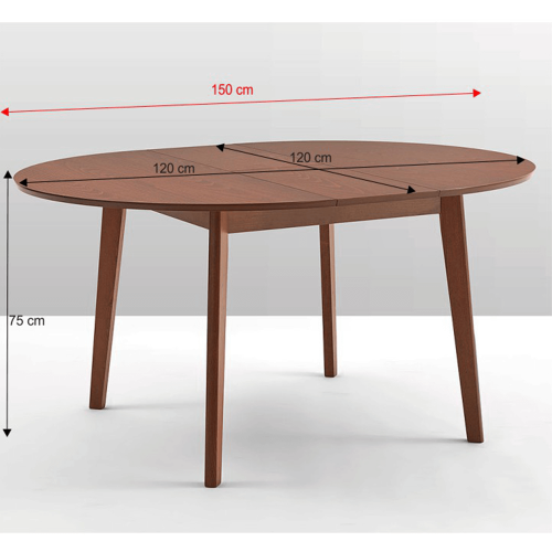 Stół do jadalni, składany, buk merlot, średnica 120 cm, ALTON