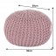 Pletený taburet, pudrová růžová bavlna, GOBI TYP 2