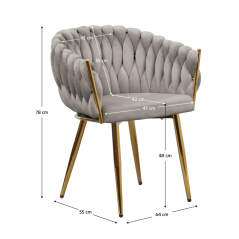 Jedálenské kreslo, sivohnedá Taupe Velvet látka/gold chróm zlatý, DEILA
