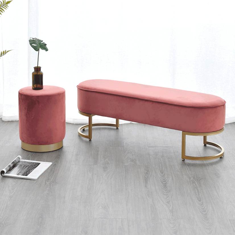 Design-Bank, rosa Samtstoff/Gold-Chrom-Gold, MIRILA NEU