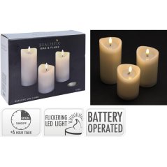 Sviečka LED 7x10/12,5/15 cm sada 3 ks s časovačom ivory