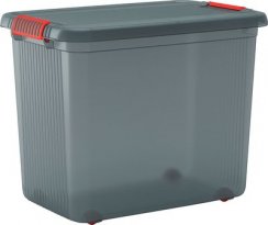 Box s víkem KIS K Latch XXL, šedý/oranžový, 39x59x45 cm
