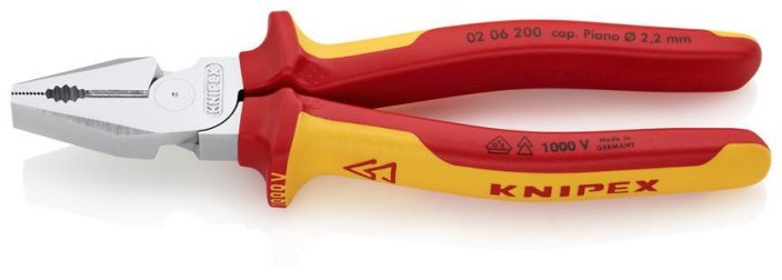 Clești KNIPEX 02 06 200, 200 mm, putere, combinat, VDE