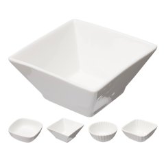 Porcelán tálkák harapnivalókhoz, 6 darabos szett, négyzet alakú, lekerekített sarkú