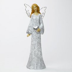 Figurka anioła LED 17x9x38 cm biała