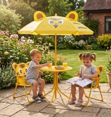 Set LEQ MELISENDA Tigre, tigar, suncobran 105 cm, stol 50 cm, 2 stolice, dječji